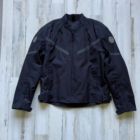 First Gear Mens Size Medium Rush Hypertex  Motorcycle Jacket Black/Gray - Picture 1 of 12